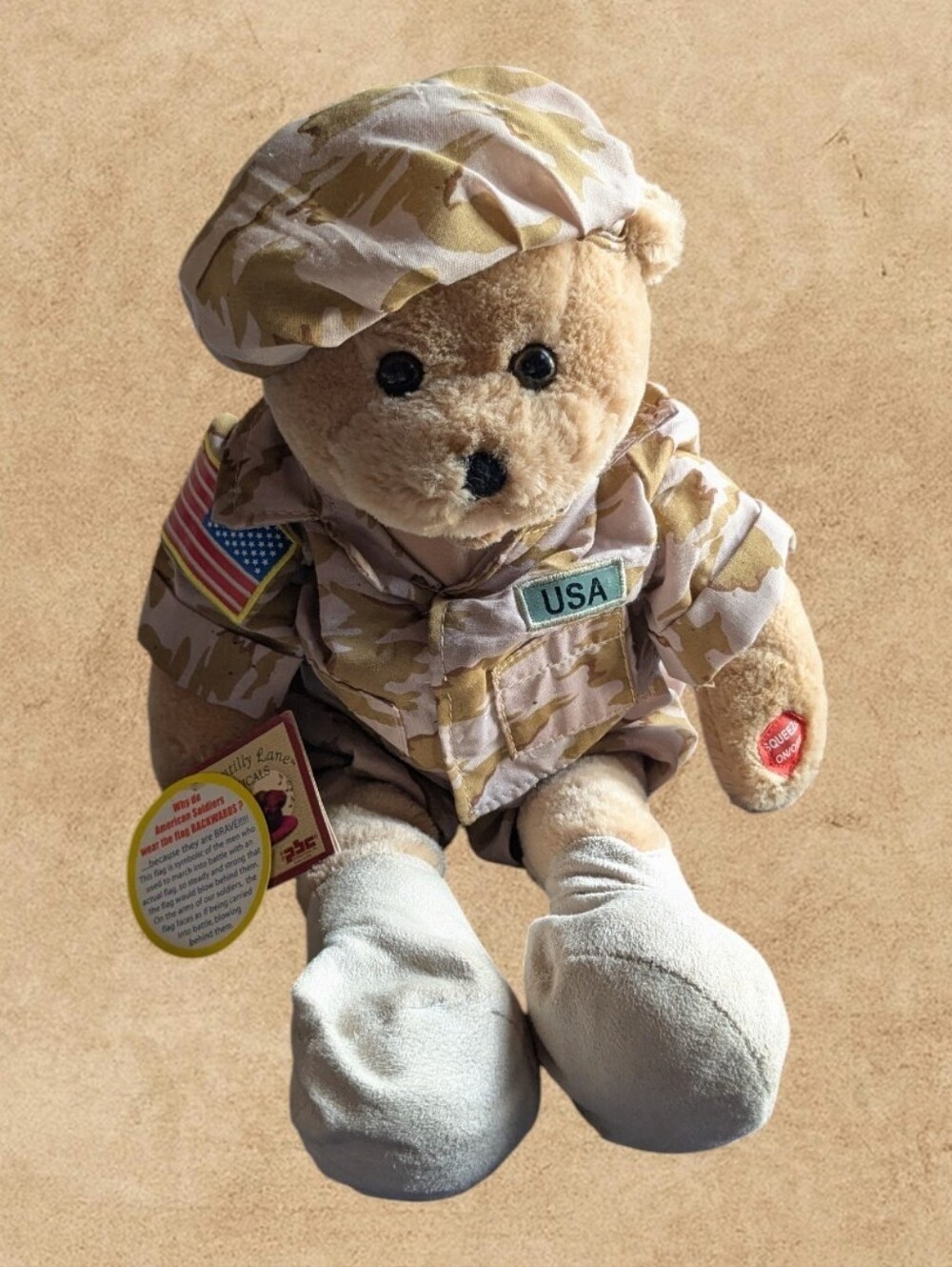 Chantilly Lane Plush American G.I. Hero Singing Teddy Bear
